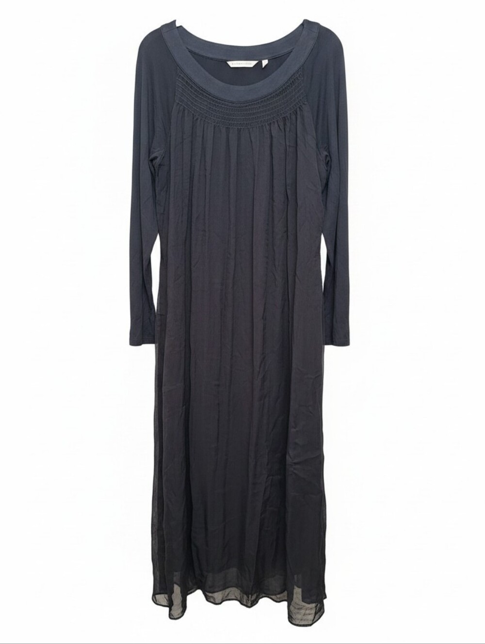 SOFT SURROUNDINGS | 100% Silk Witchy Dark Fairy Gauze Maxi Dress Black |‎ PXL
